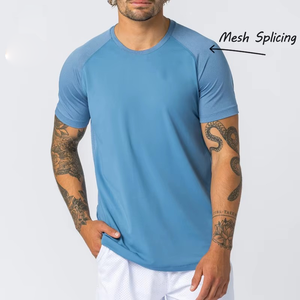 T-shirt de compression de gymnastique pour hommes, vêtements d'entraînement athlétique à manches courtes et séchage rapide, services OEM - Product Image 3
