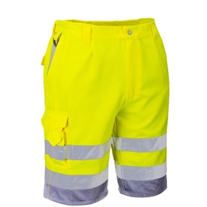 Short de sécurité cargo d'été jaune pur pour homme à séchage rapide et étanche avec logo personnalisable - Product Image 1