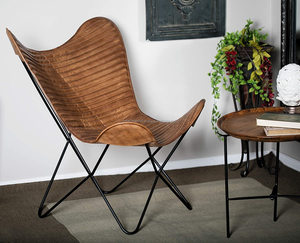 Leather Butterfly <b>Chair</b> Classy Handmade Dark Living Room Relaxing <b>Chair</b> Handmade with Decorative <b>Chair</b> <b>Folding</b> Black Iron Frame - Product Image 6