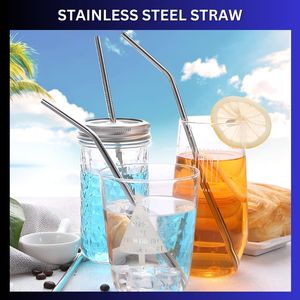 Extra Long Stainless Steel <b>Straws</b> with Iridescence Colors Eco-Friendly Reusable Drinkware Tumblers Includes <b>Cleaning</b> <b>Brush</b> Tool - Product Image 2