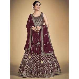 Maravilloso Lehenga Choli de Georgette con Lentejuelas Marrones, Ropa para Festivales y Bodas - Product Image 5