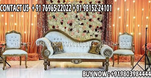 Luxe indien mariage Maharaja Chaise royale mariage métal sculpté salon Love Seat Deluxe or plissé mariage Love Seat - Product Image 4