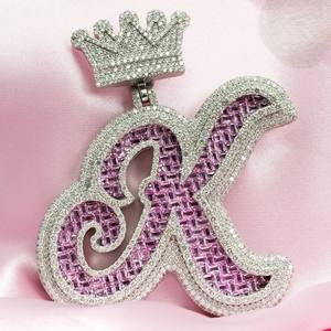 IGI certificado Diamante 14K oro sólido colgante y encanto alta calidad personalizado letra chapado en oro urbano estilo Hip Hop para hombres - Product Image 1