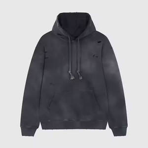 2025สเวตเชิ้ตผู้ชายฟอกสีกรดสไตล์สตรีทเสื้อฮู้ดย้อมสีล้วนแบบกำหนดได้เองสไตล์สตรีทแฟชั่น - Product Image 2