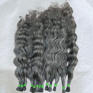 Extensiones indio de pelo rizado gris natural, extensiones de color claro con extremos súper doblemente dibujados, textura recta natural India - Product Image 4