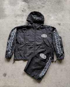 Loose Causal Black Blank Man Botones laterales Sweatsuit Stripe Flared Nylon Jogger Poliéster Cargo Chándal Set para hombres - Product Image 1