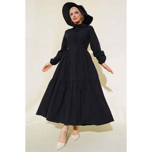 Robe Superposée Col Chemise Noir - Product Image 4