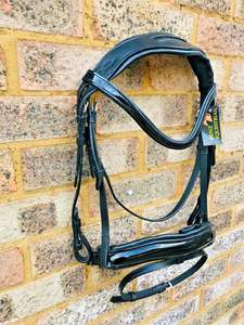Caballo Anatómico Charol Ergonómico Brida Manivela Noseband Flash Negro Marrón CABALLO BRIDLE DELUXE ANATOMIC CUERO ELEVADO - Product Image 3