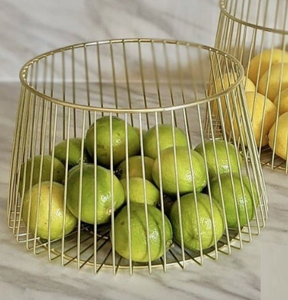 Gold Polished Iron <b>Wire</b> <b>Basket</b> Modern Style Iron Fruit Storage <b>Basket</b> Decorative Fruits Storage Multipurpose Usage - Product Image 1