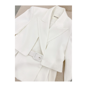 Trajes de mujer de manga larga de un solo pecho Blazers con cinturón Conjunto formal de mujer PAMELA PEAKED BLAZER Ropa de mujer 2024 - Product Image 1