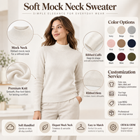 Pull en laine 100% pour femme FNJIA, blanc, col montant, bordure côtelée, coupe slim, tricot doux, automne-hiver, tenue décontractée de bureau pour femmes