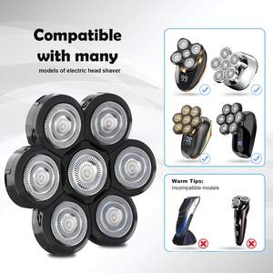 7 cabezales de repuesto para afeitadora eléctrica de doble anillo universal, para uso facial, color negro - Product Image 5
