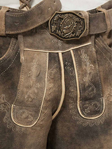 กางเกงขาสั้นหนังแท้สำหรับผู้ชายกางเกงขาสั้นหนังแท้ใหม่กางเกงขาสั้นหนังวัวแท้แบบดั้งเดิม - Product Image 3