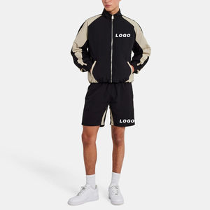 Wholesale Prices Unisex OEM Nylon 2 piece Windbreaker Jacket and <b>Shorts</b> Set Jackets Customized Sweat Suits Set's for <b>Men</b> - Product Image 1