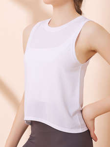 Camiseta sin mangas deportiva informal de verano para mujer, chaleco de Yoga de punto transpirable de secado rápido, entrenamiento corto transfronterizo al por mayor - Product Image 4