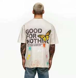 เสื้อยืดผ้าฝ้าย100% สำหรับผู้ชายเสื้อแขนสั้นทรงหลวมสะพายไหล่ปล่อยขนาดใหญ่ระบบ GSM 200ระบายอากาศได้ดี - Product Image 4