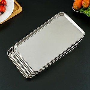 Plateau de service rectangulaire moderne en acier inoxydable, finition miroir, plateau à nourriture en métal pour hôtel, restaurant - Product Image 3