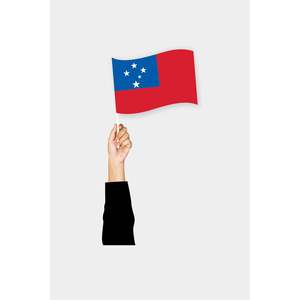 Drapeau de Samoa à tenir à la main avec graphismes imprimés numériquement - Product Image 1