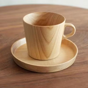 Tasse en bois moderne faite à la main de qualité supérieure avec options personnalisables Passe au lave-vaisselle pour thé, café, vin et bière - Product Image 1