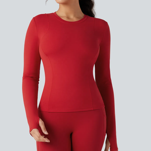 เสื้อออกกำลังกายแขนยาว ดีไซน์เว้าคอแบบเลเซอร์ ทรงปกติ สำหรับผู้หญิง เหมาะสำหรับโยคะ วิ่ง ระบายอากาศได้ดี เป็นมิตรกับสิ่งแวดล้อม ซึมซับเหงื่อได้ดี ใส่สบายตลอดวัน - Product Image 3