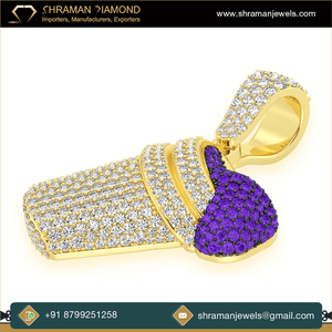 Pendentif en diamant moissanite double coupe violet personnalisé unisexe en or 14 carats, design accrocheur, bijoux fins, 2,5 carats et 14 grammes - Product Image 5