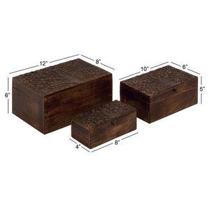 Rectangular shaped handmade mango wood <b>floral</b> decorative <b>storage</b> brown <b>box</b> for home kitchen office <b>storage</b> organization custom - Product Image 6