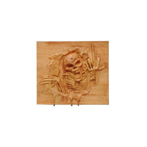 Decoración de pared de madera de teca con acabado Natural talla de madera de un esqueleto decoración del hogar pieza de arte colgante de pared - Product Image 2