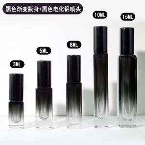 Flacone Spray per Profumo da Uomo Ricaricabile in Vetro Nero Sfumato Quadrato 3ml/5ml/10ml/15ml - Vendita all'Ingrosso - Product Image 2