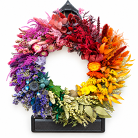 Karangan Bunga Lavender Eucalyptus Alami MCflora Buatan Tangan, Cincin Bunga Kering Rustic untuk Pintu, Hiasan Dinding Rumah Gaya Farmhouse, Dekorasi Pernikahan