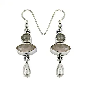Pendientes de Plata 925 con Cuarzo Rosa y Perla de Agua Dulce, Joyería con Diamantes y Piedras Preciosas, Forma de Gota de Agua Dorada para Fiestas - Product Image 2