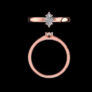 Anillo de compromiso solitario con diamante talla marquesa en oro rosa de 14k/18k, piedra central de 0.50 quilates, joyería nupcial minimalista para ella. - Product Image 3