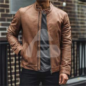 Chaqueta de Cuero para Hombre, Estilo Casual, Corte Ajustado, Cuello Alto, con Cierre, Características Antibacterianas y Transpirables para el Invierno de 2023 - Product Image 6