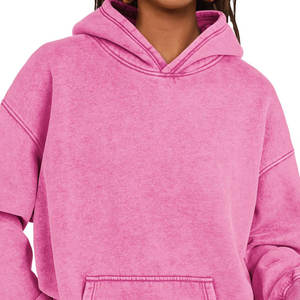 Produits confortables décontracté Streetwear goutte épaule Figures respirant écologique sweats à capuche tricoté à l'acide lavage à capuche femmes - Product Image 6