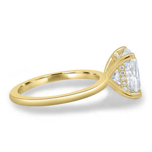 Único diseño de moda cojín alargado corte laboratorio solitario diamante oculto Halo anillos 18K oro sólido fino lujo anillos de boda OEM - Product Image 3