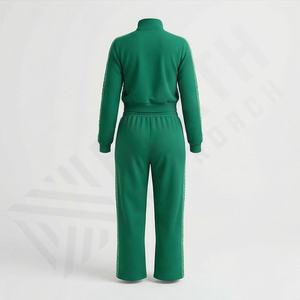 ชุดเซ็ตแทรคสูทผู้หญิง 2 ชิ้น เสื้อแจ็คเก็ตครอปซิปผ้าฝ้ายพรีเมียม 100% สำหรับฤดูหนาว กางเกงทรงหลวม แฟชั่นสตรีทแวร์มีฮู้ด - Product Image 2