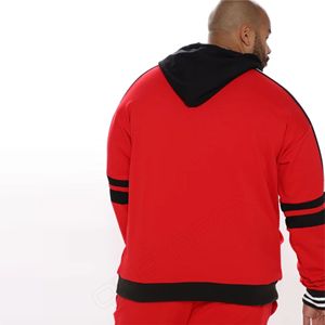 Men's <b>Red</b> and Black Color Block Tracksuit Stylish Two Piece <b>Hoodie</b> and Jogger Set for Casual Wear Sports and Street Fashion Suit - Product Image 3