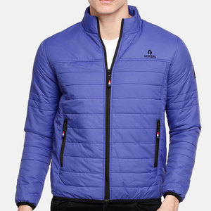 Trendy <b>Men</b> Puffer Jacket Stand Collar Front Logo Lightweight Winter Wear Stylish Design Perfect for Cold Outdoor Casual Fashion - Product Image 1