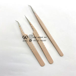 Nouvelle pince à épiler d'extension de cils en acier inoxydable durable enduite de papier personnalisé courbure droite colorée avec bouts pointus - Product Image 5