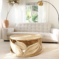 Magnifique table en rotin luxueuse faite à la main, design unique, table ronde pour salon, décoration