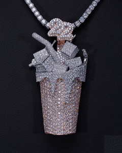 จี้เพชรโมอิสสีเงินมอยส์ซอไนต์925สุดหรูใส่ได้ทั้งชายและหญิงทรงเสน่ห์เครื่องประดับฮิปฮอปเย็นแบบปรับแต่งได้สำหรับเป็นของขวัญ - Product Image 2