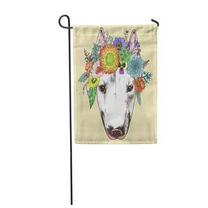 FMSHPON Bandiera da Giardino con Ritratto di Cane Chic 28x40 Pollici Ghirlanda Floreale Hippie Bull Terrier Decorazione Natalizia per Casa - Product Image 1