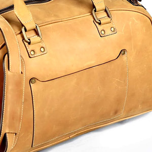 Bolso de lona de gimnasio de cuero de vaca Crazy Horse Vintage de gama alta, bolso de viaje de negocios grande y grueso para hombres - Product Image 6