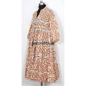 Women's Sexy Bodycon Cotton Maxi Dress Hand Block <b>Print</b> Includes Custom Sewing Pattern for Bridesmaids Features Button - Product Image 2