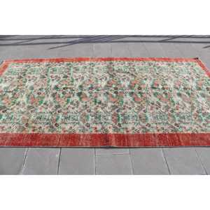 พรมวินเทจตุรกีขนาดใหญ่ 5.4x10.2 ฟุต พรมขอบสีแดงเขียว - Product Image 3