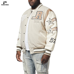 แจ็กเก็ตเลตเตอร์แมนสำหรับผู้ชายเสื้อแจ็กเก็ตสตรีทแวร์ฤดูหนาวสีพื้น - Product Image 4