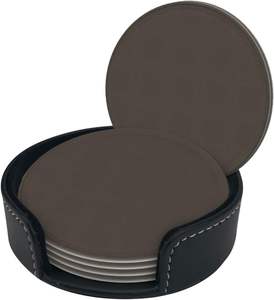 ที่รองแก้วสำหรับโต๊ะทำงานที่บ้าน ที่รองแก้วชา ใช้ส่วนตัว ดีไซน์ใหม่ รูปทรงกลมและสี่เหลี่ยม ทำจากหนังแท้ ดีไซน์สวยที่สุด - Product Image 5