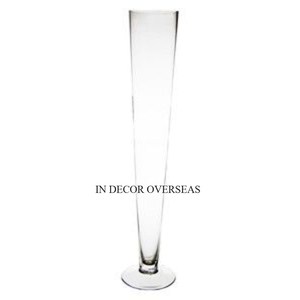 Verre clair de qualité supérieure fait de plus de fantaisie Unique Designer Table de mariage Centre de table Décoration Trumper Flower Display Vase - Product Image 4