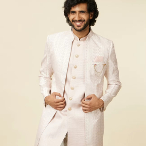 open lace back dress Party Wear Dupion Silk Men's Kurta Pyjama with Scarf Indian Clothes – Maple  Clothing Inc main image 0