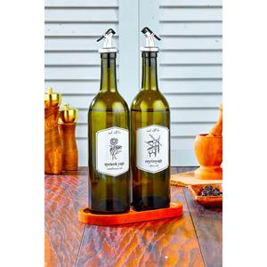 Ambra Set di 2 750 ml bottiglia di olio d'oliva con supporto in legno olio pentola bottiglia di olio 750 Ml