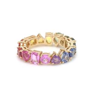 แหวนหมั้นทองคำแท้ 14k ประดับพลอยไพลินหลากสีธรรมชาติ รูปทรงหลากหลาย ดีไซน์หรูหราพิเศษสำหรับวันวาเลนไทน์ - Product Image 3